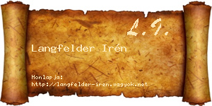 Langfelder Irén névjegykártya
